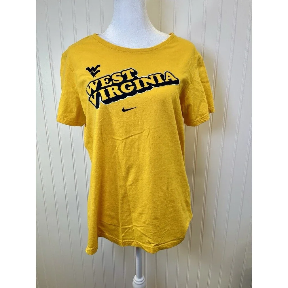 Nike West Virginia‎ University Football T Shirt Youth Xl 16-18 Slim Fit Yellow